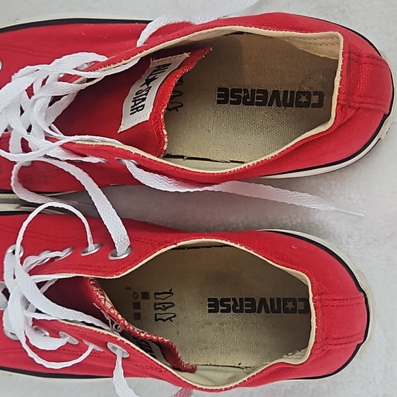 Converse | Men's All Star Red Low-Top Lace-Up Sneakers Sz 8 - Picture 10 of 15